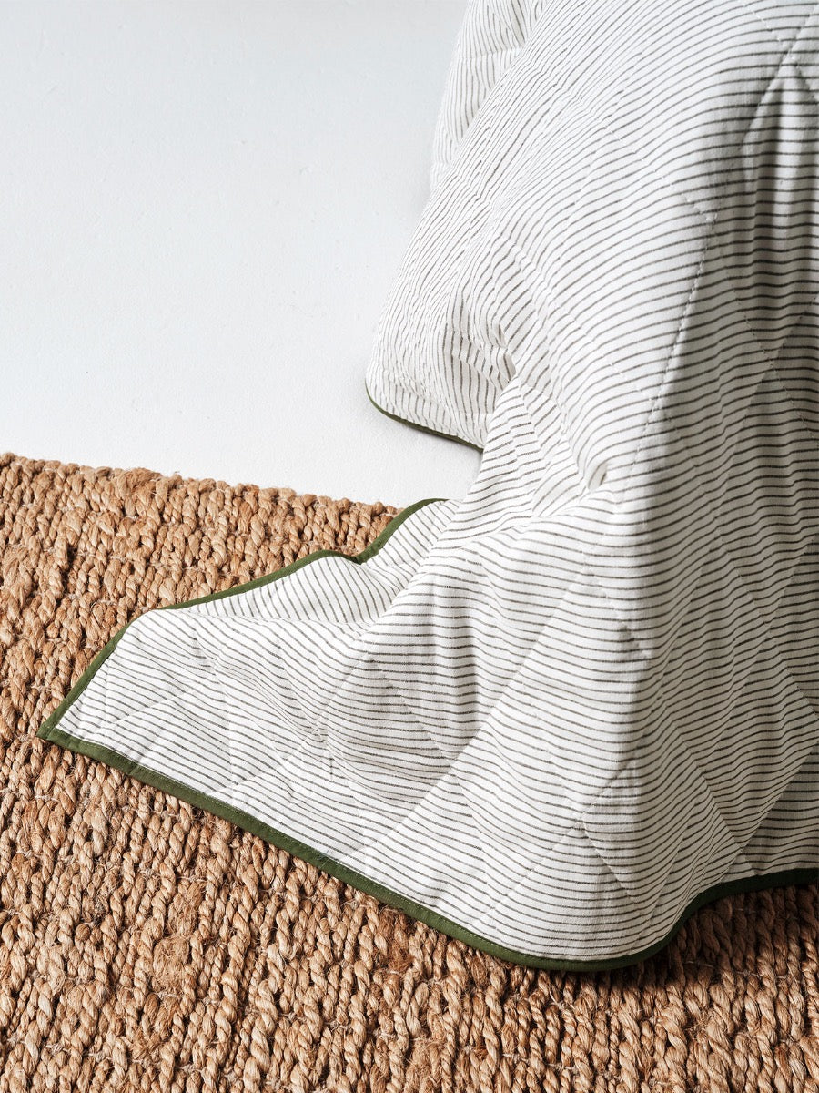 Mini Stripe Coverlet in Khaki