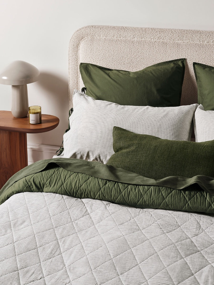 Mini Stripe Coverlet in Khaki