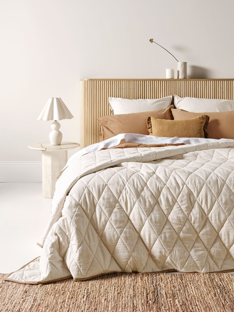 Mini Stripe Coverlet in Natural