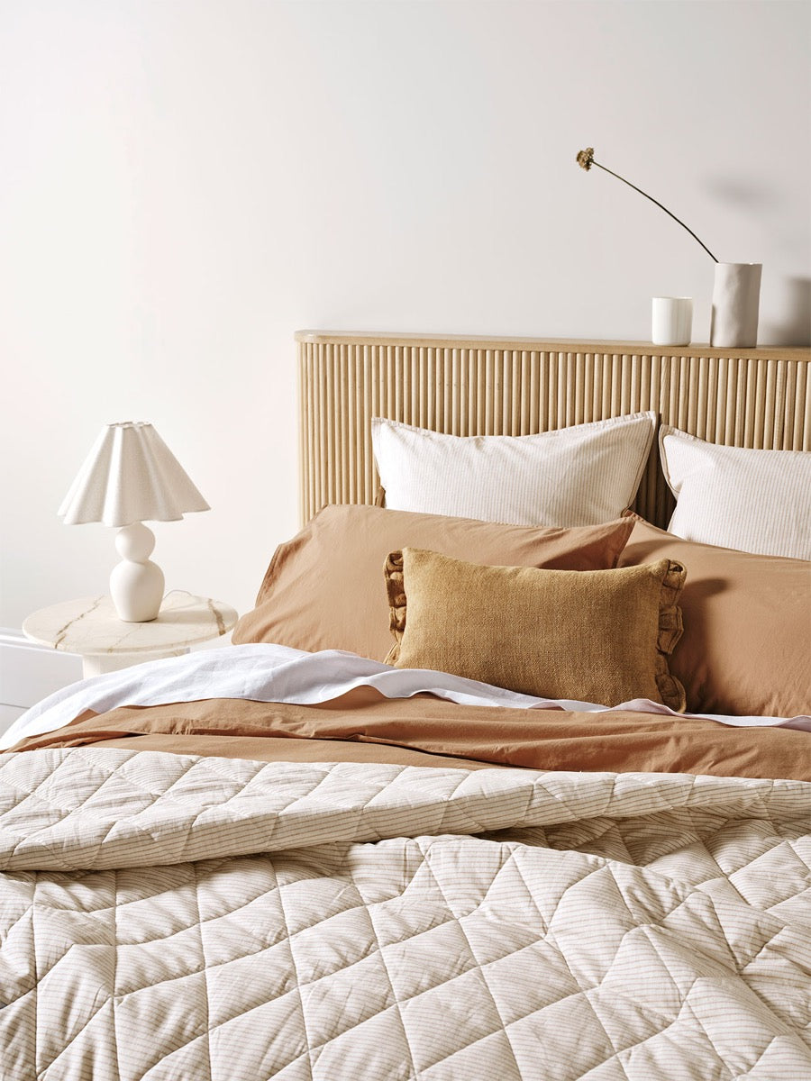 Mini Stripe Coverlet in Natural