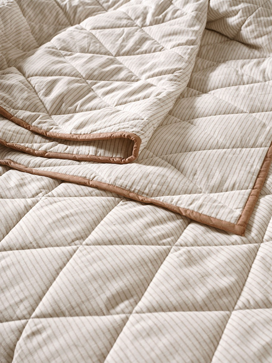 Mini Stripe Coverlet in Natural