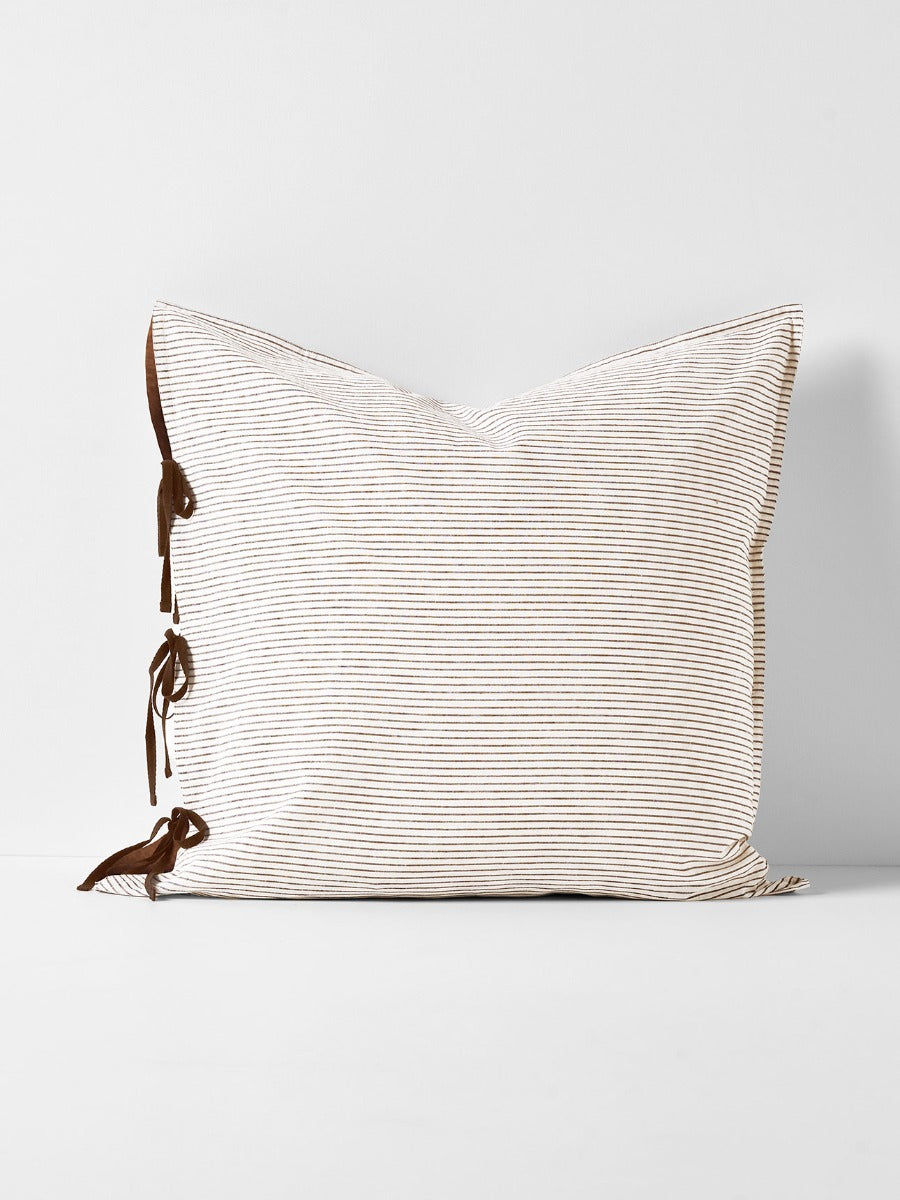 Mini Stripe European Pillowcase in Chocolate