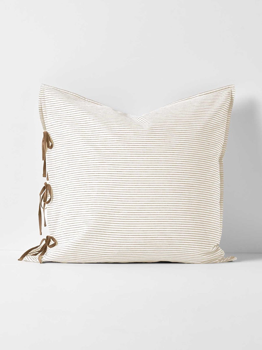 Mini Stripe European Pillowcase in Chocolate
