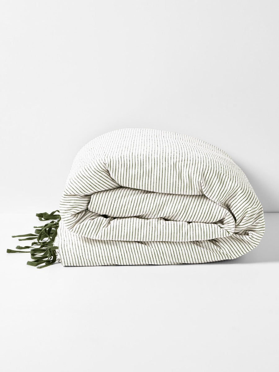 Mini Stripe Quilt Cover in Khaki