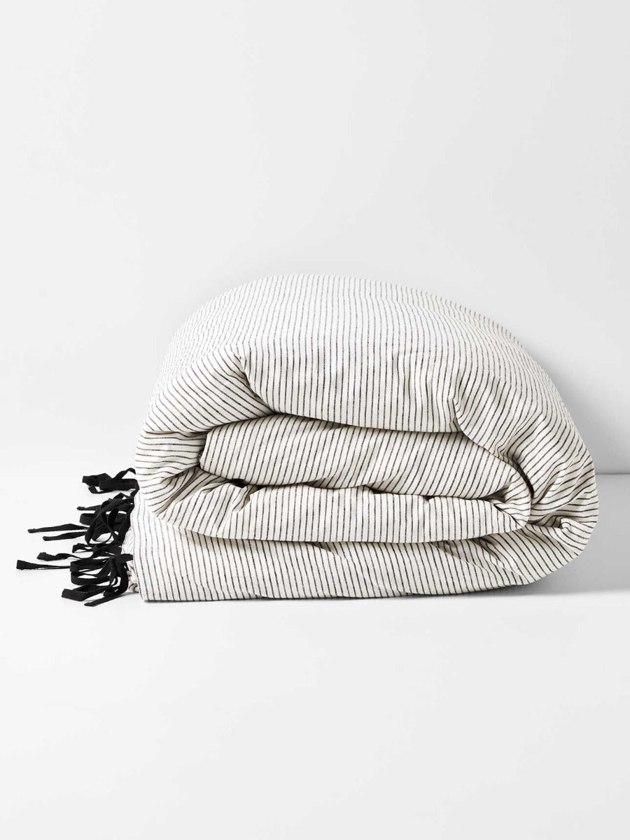 Mini Stripe Quilt Cover in Smoke
