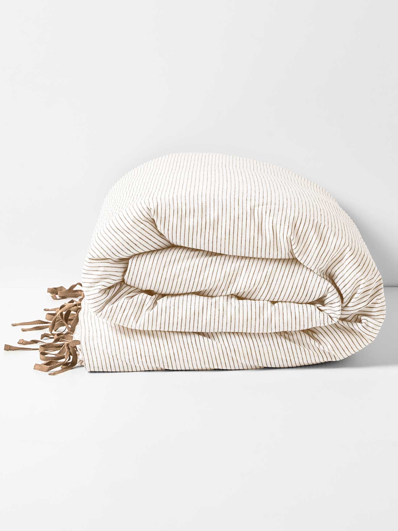 Mini Stripe Quilt Cover in Natural