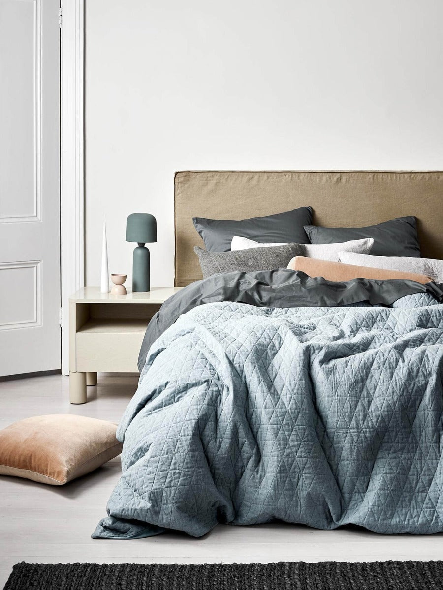 Quilted European Pillowcase in Bluestone