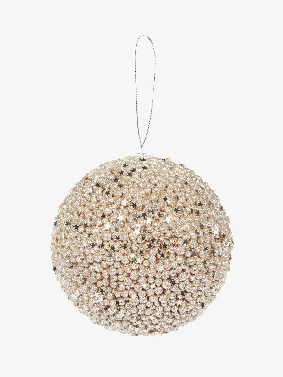 Champagne Glitter Stars Bauble - Extra - Large