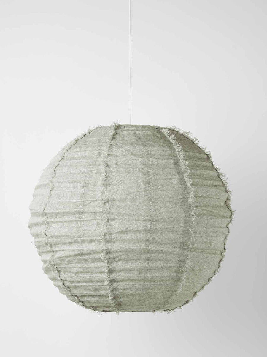 Cloud Fringed Round Pendant in Limestone