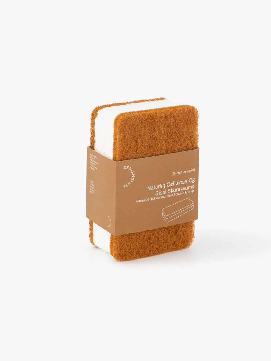 Natural Cellulose and Sisal Scourer Sponge in Cinnamon - Set of 2