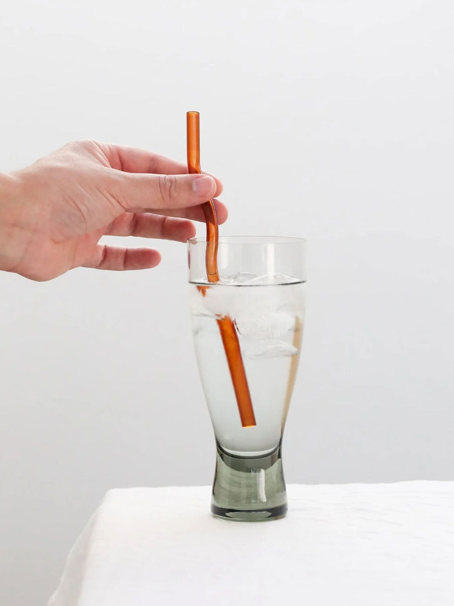 Curve Glass Straw in Cinnamon - Set of 4
