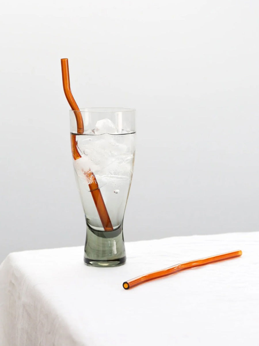 Curve Glass Straw in Cinnamon - Set of 4