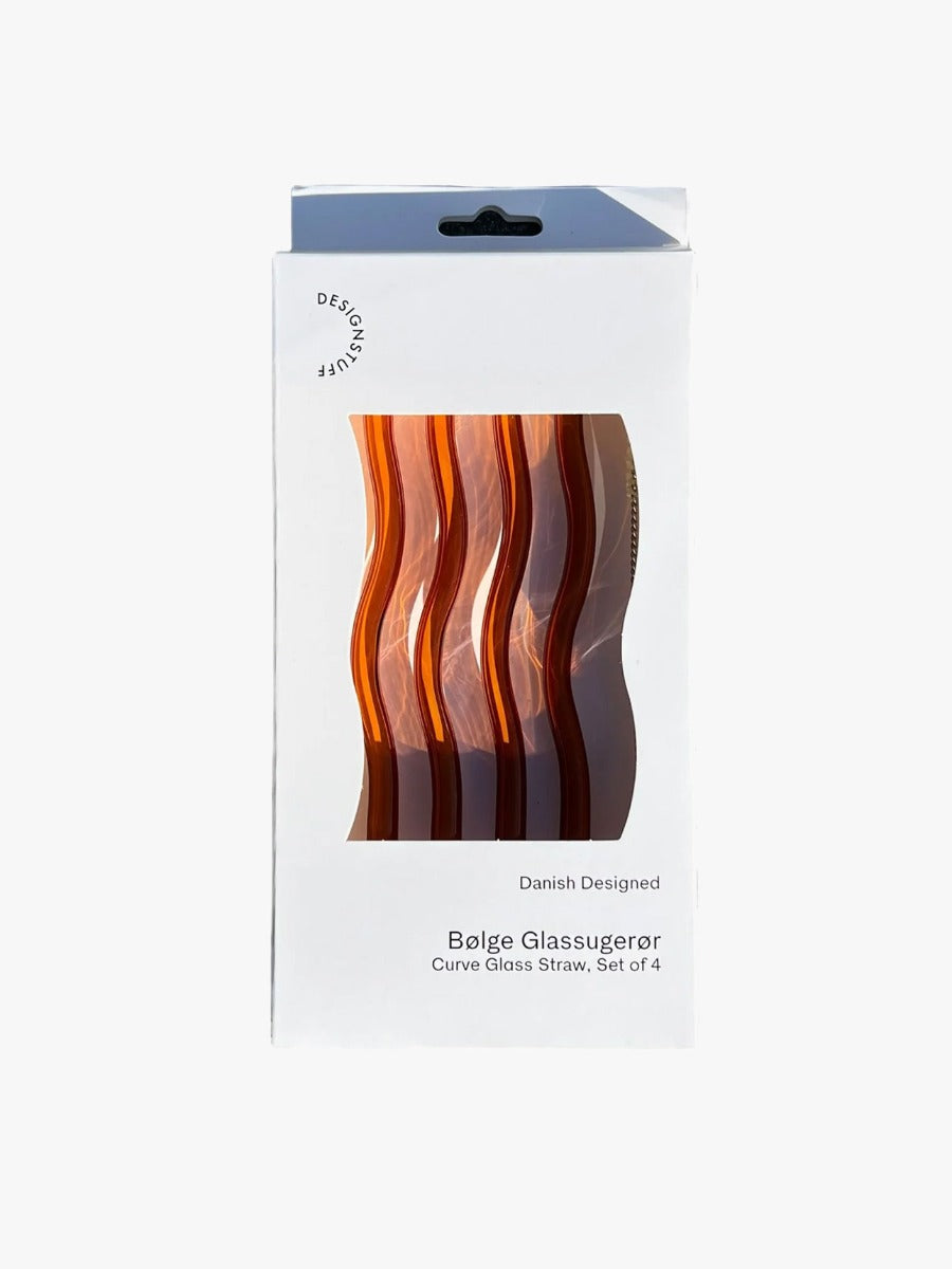 Curve Glass Straw in Cinnamon - Set of 4