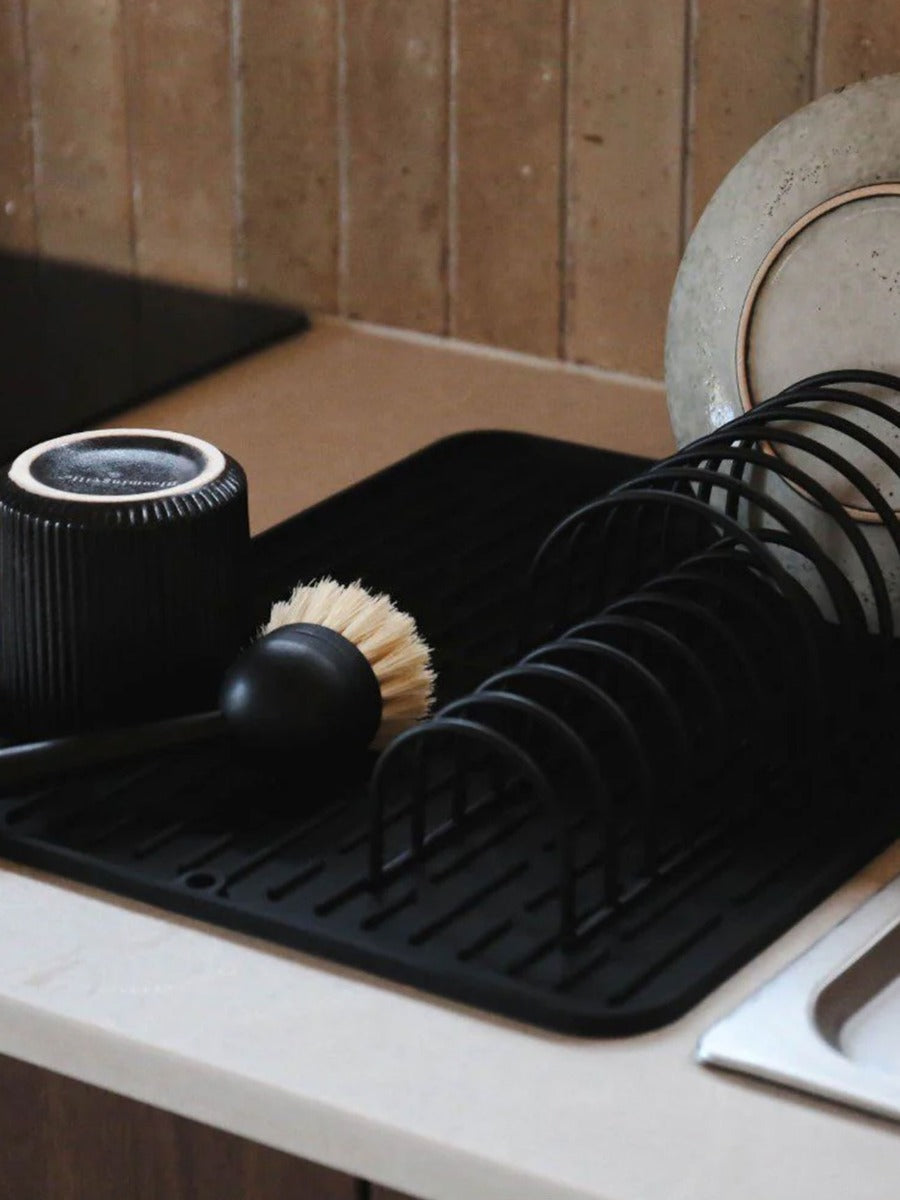 Folding Silicone Drying Mat in Black - Large