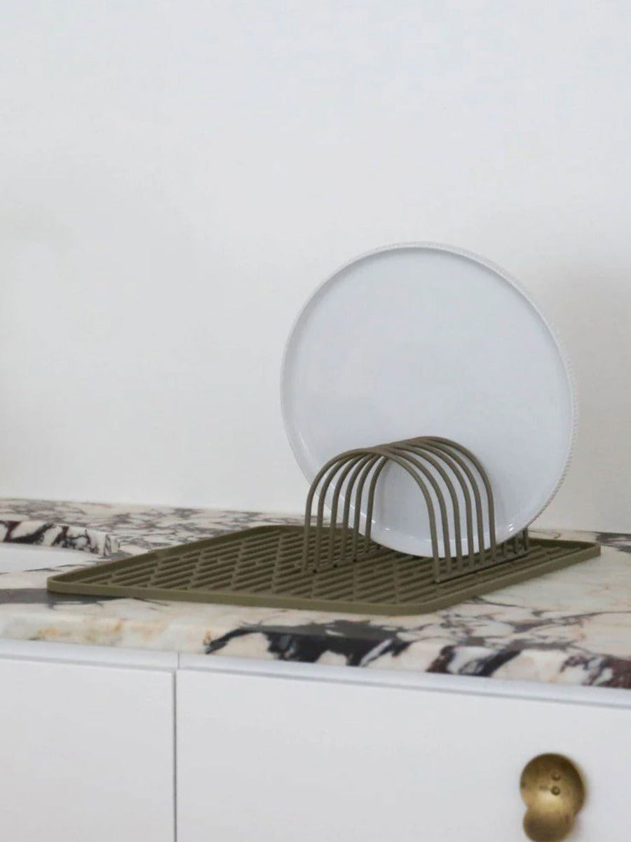 Folding Silicone Drying Mat in Khaki - Large