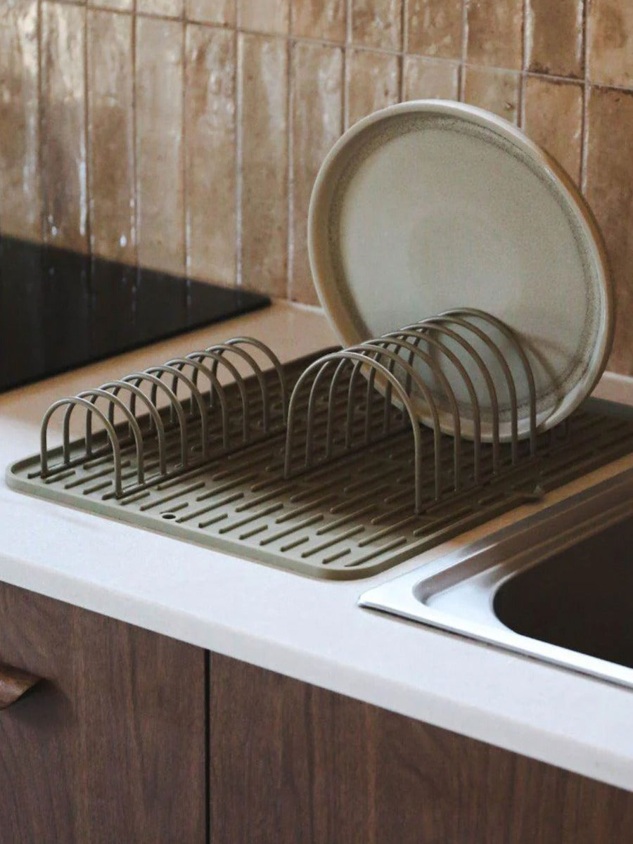 Folding Silicone Drying Mat in Khaki - Large