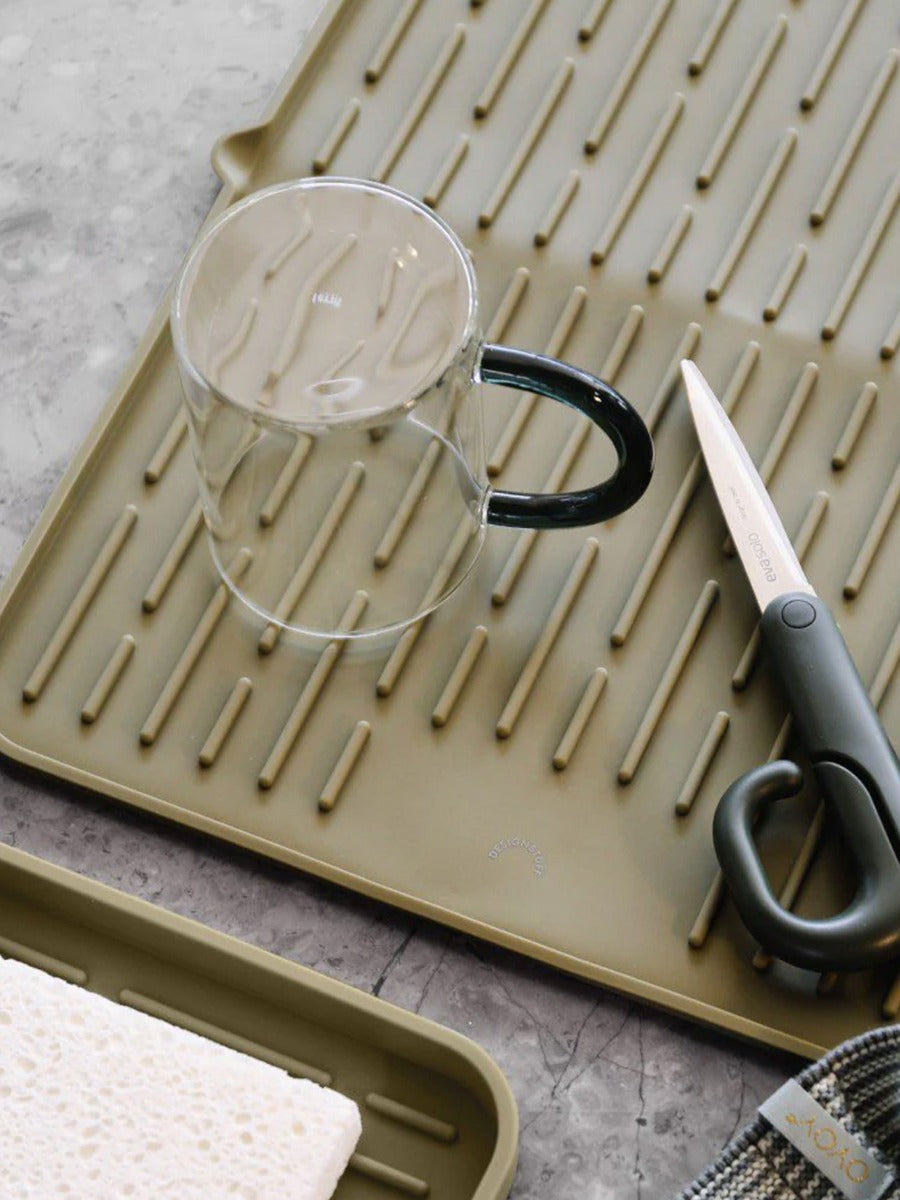 Folding Silicone Drying Mat in Khaki - Large