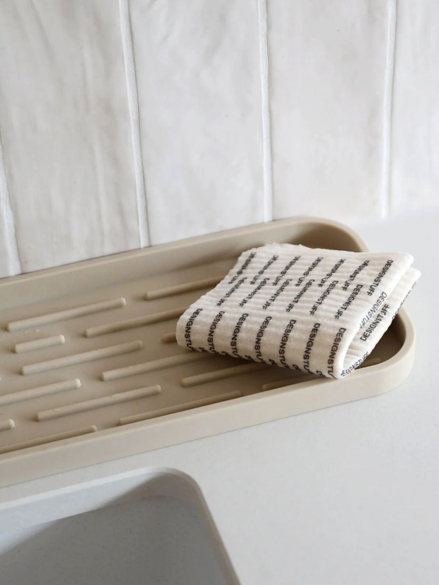Silicone Sink Tray and Sponge Holder in Sand