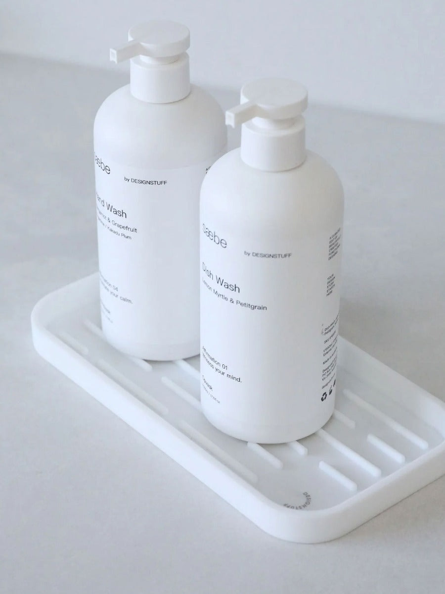 Silicone Sink Tray and Sponge Holder in White