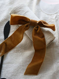 Velvet Bow Christmas Ornament in Camel - Set of 4