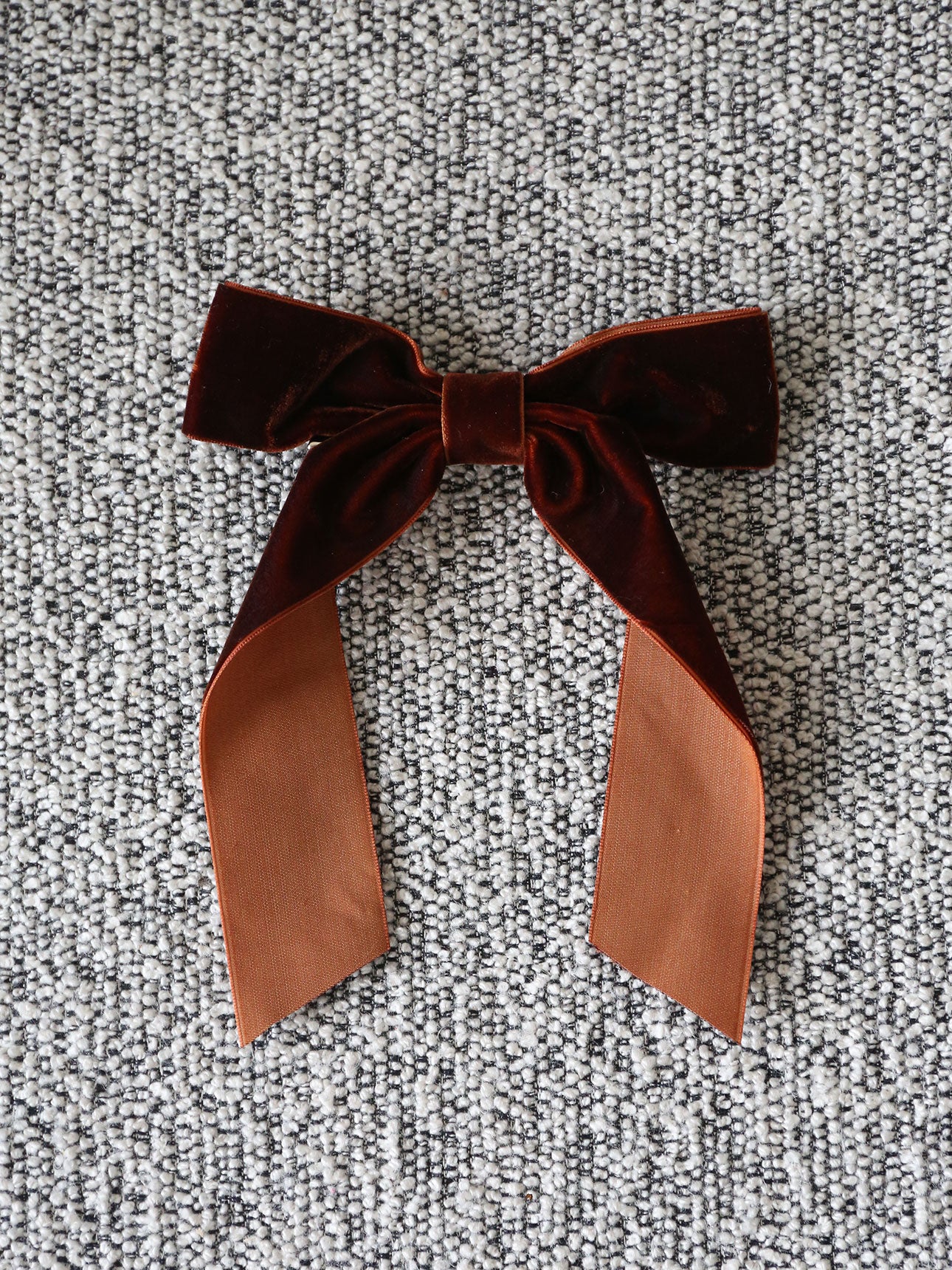 Velvet Bow Christmas Ornament in Cinnamon - Set of 4