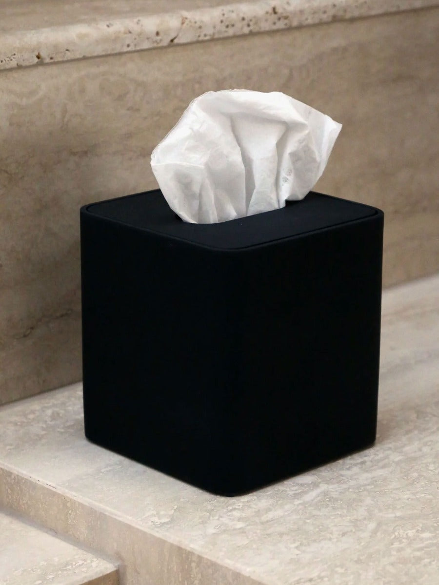 Square Tissue Box in Black