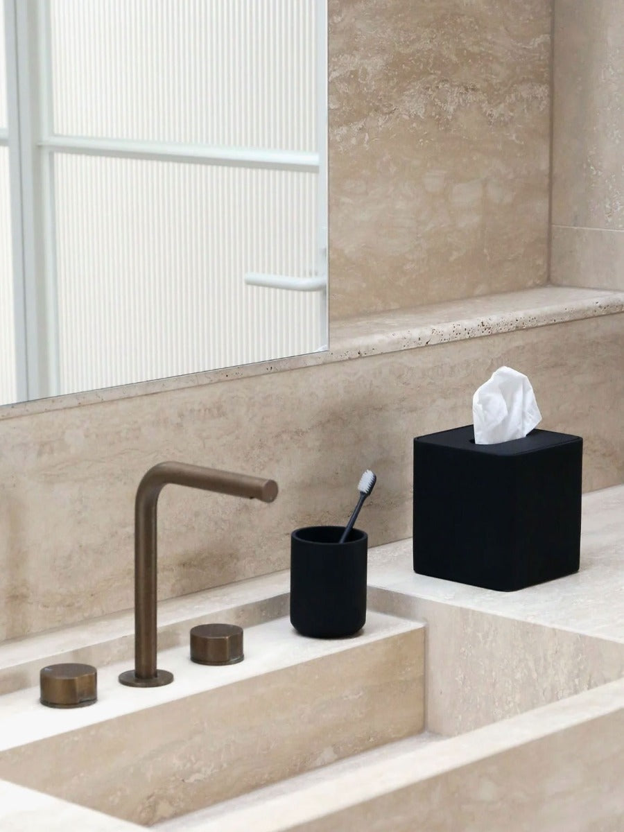 Square Tissue Box in Black