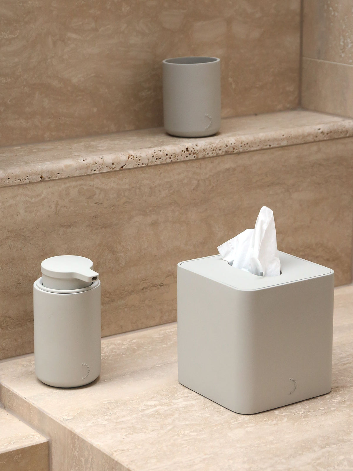 Arc Square Tissue Box in Stone