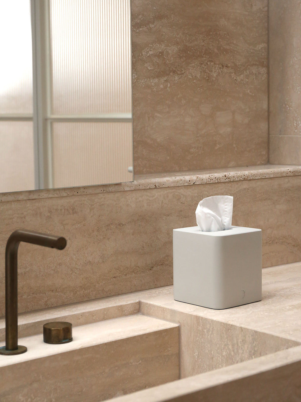 Arc Square Tissue Box in Stone