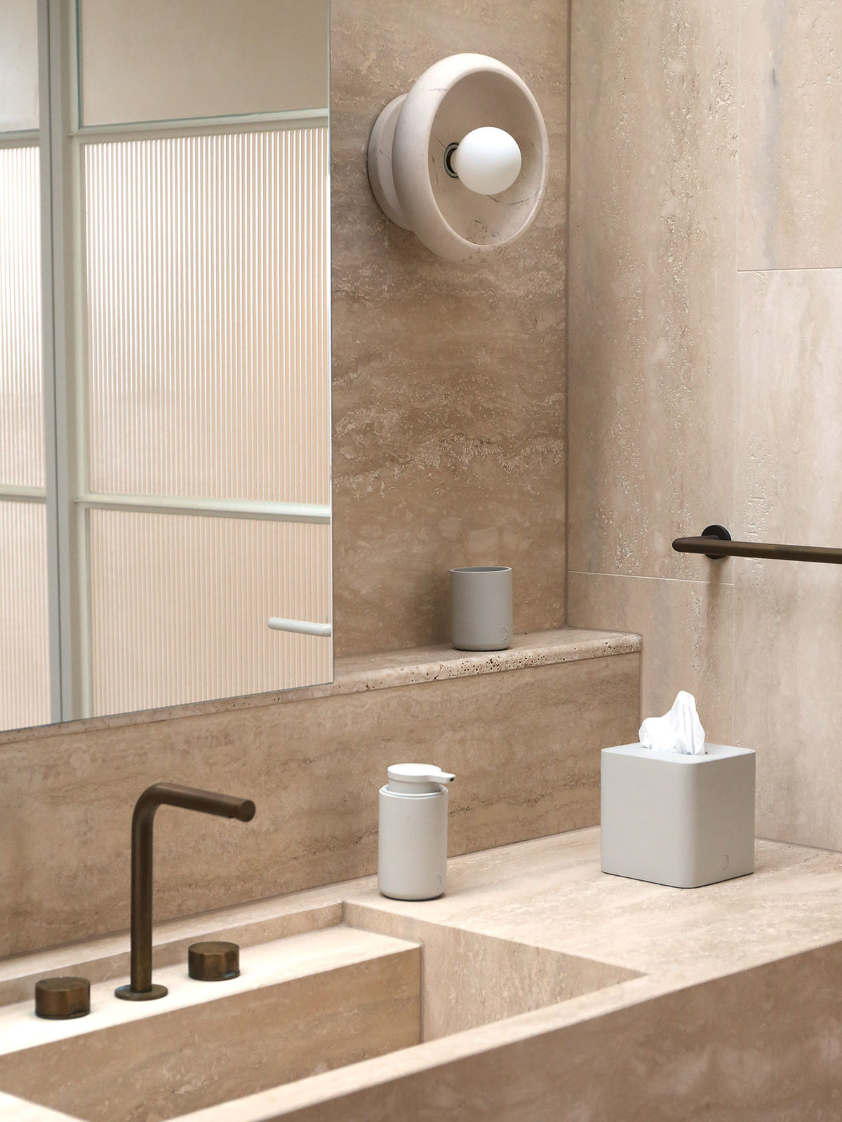 Arc Square Tissue Box in Stone
