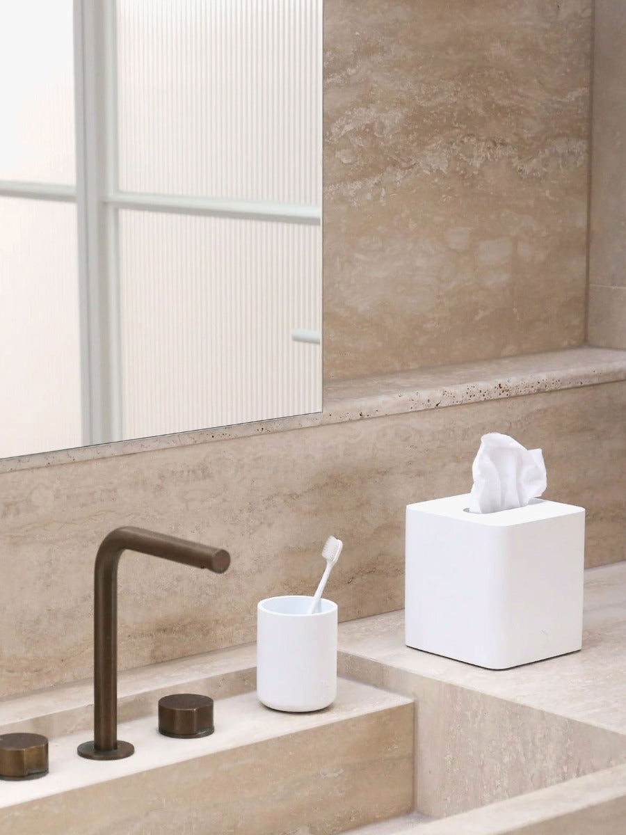 Square Tissue Box in White