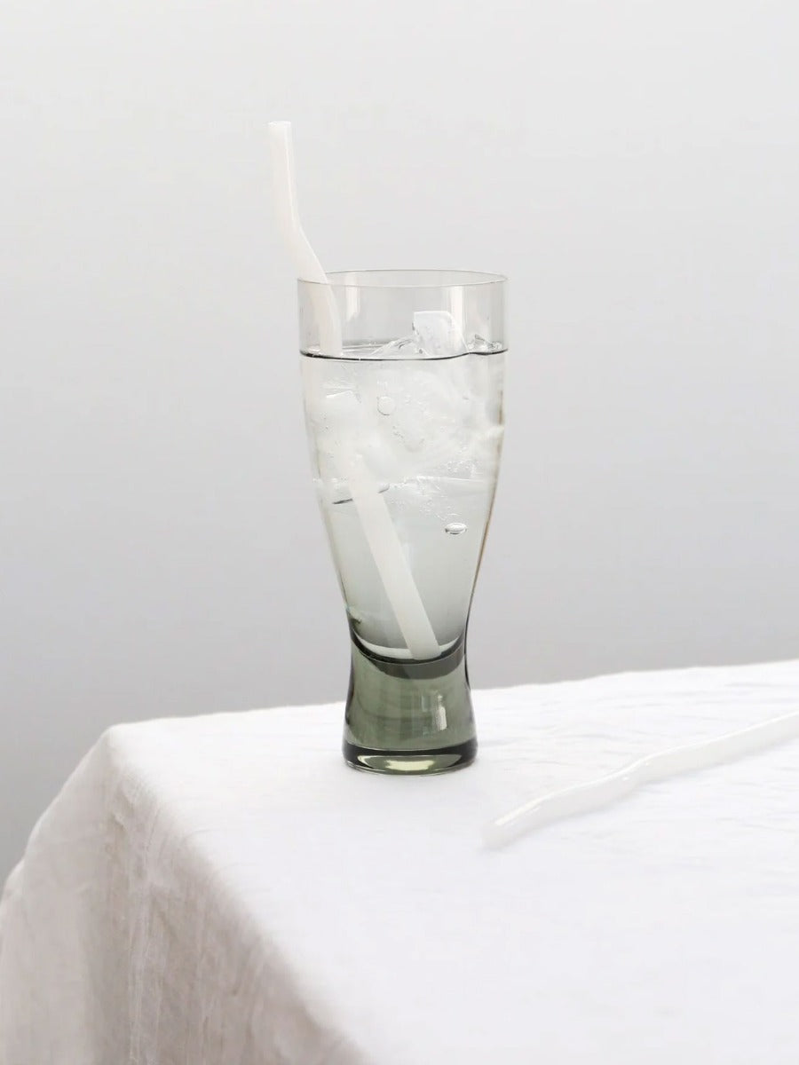 Curve Glass Straw in White - Set of 4