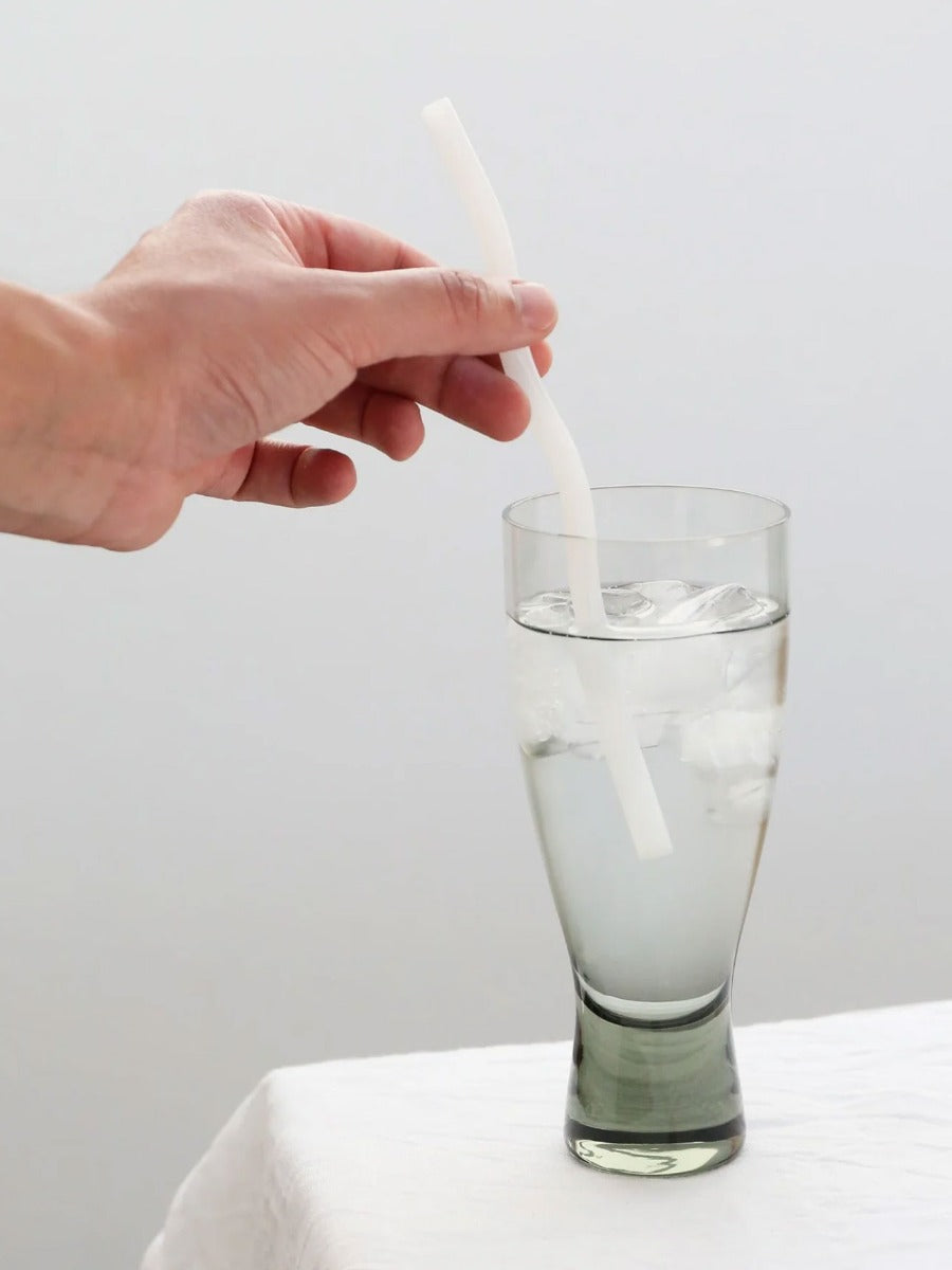 Curve Glass Straw in White - Set of 4