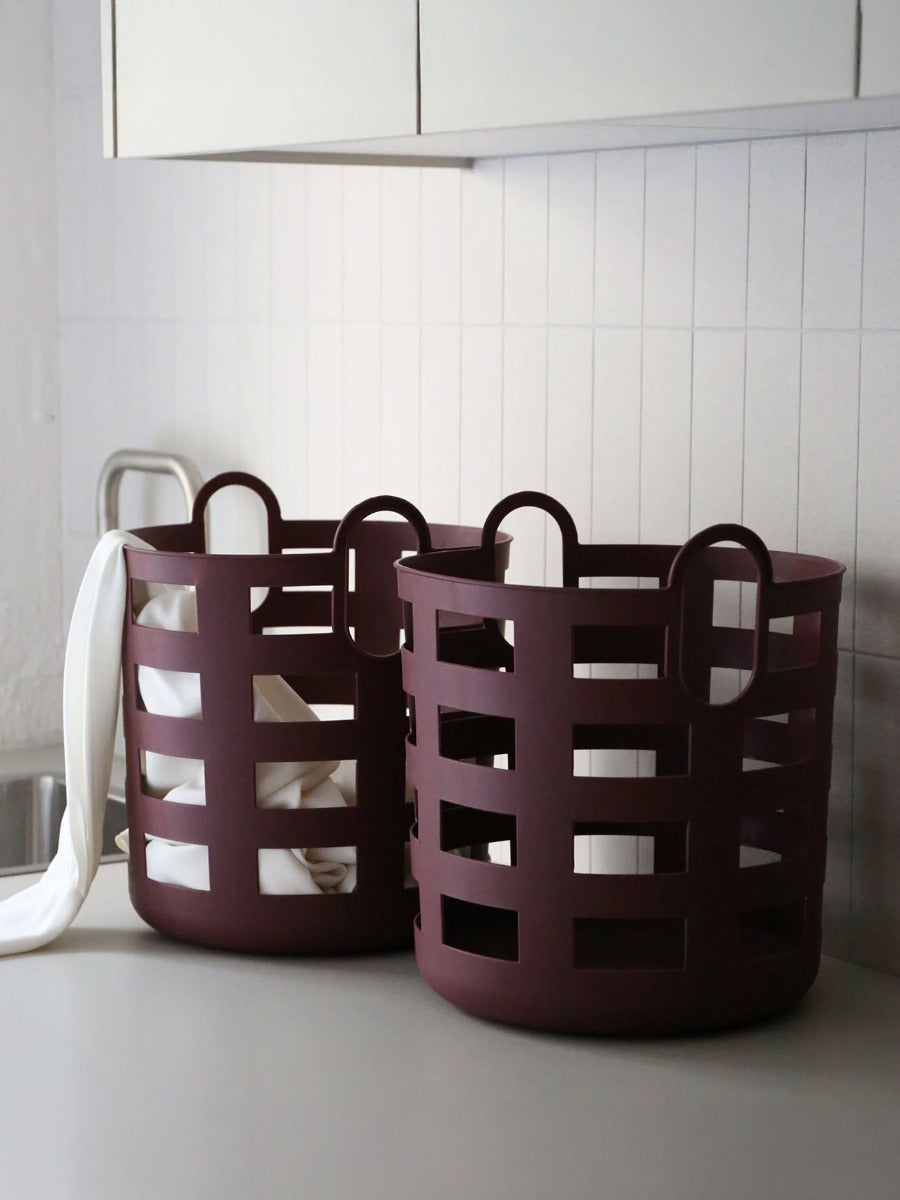 Storage and Laundry Basket in Burgundy - Set of 2 - Large