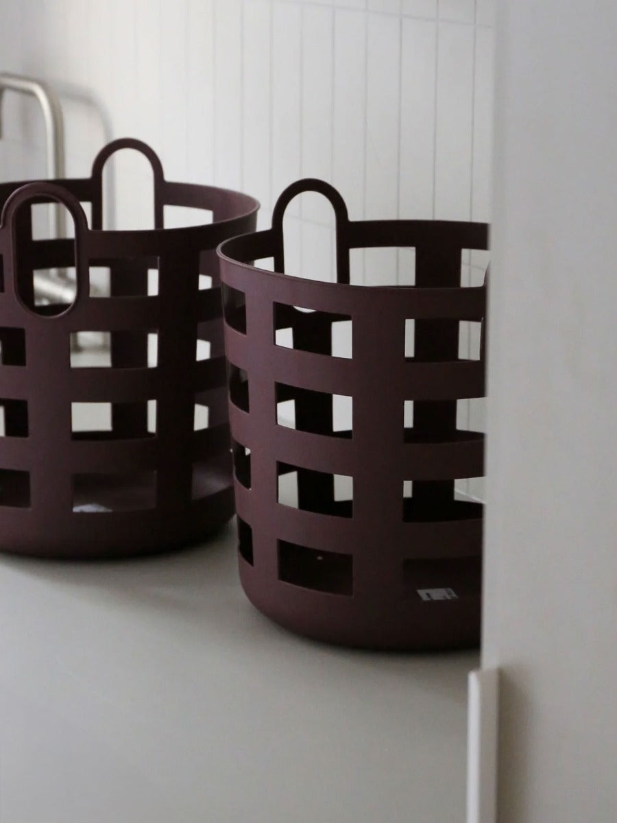 Storage and Laundry Basket in Burgundy - Set of 2 - Large