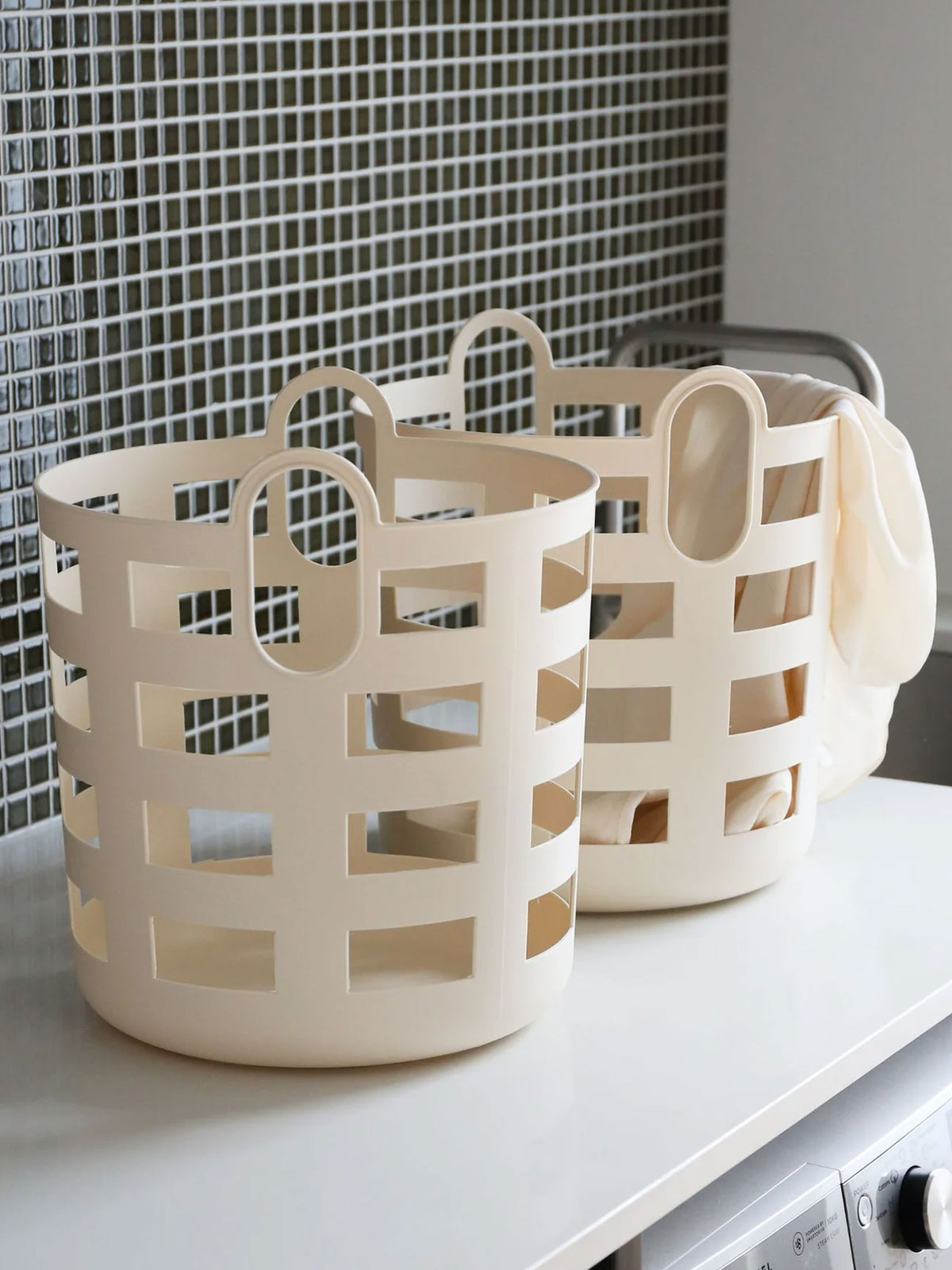 Storage and Laundry Basket in Sand - Large - Set of 2