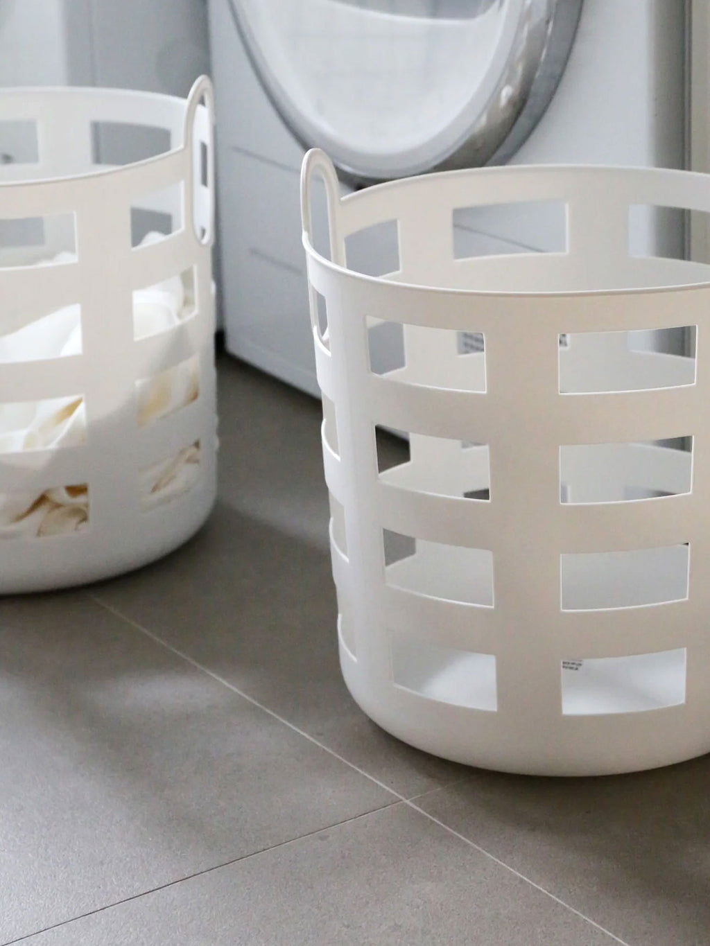 Storage and Laundry Basket in White (set of 2)