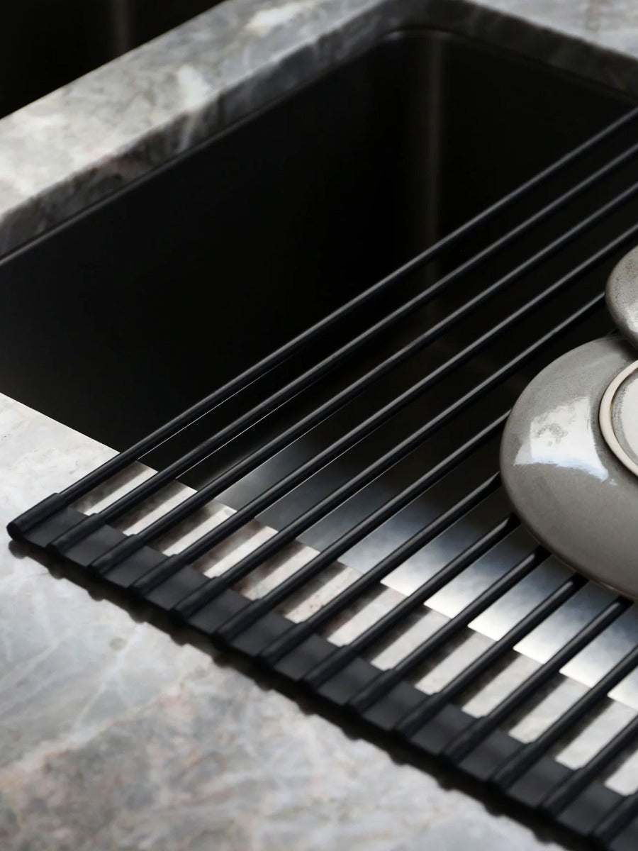 Silicone Fold Dish Drying Rack in Black
