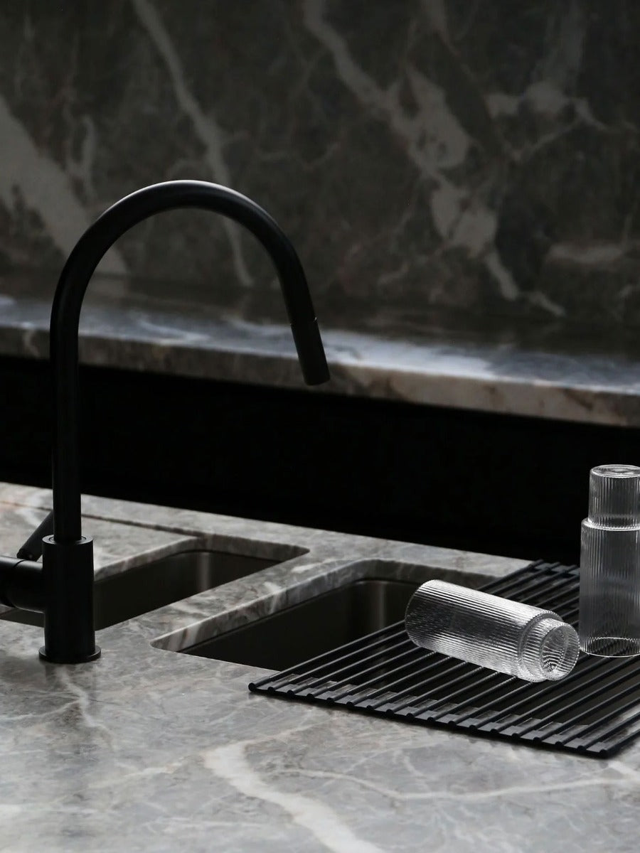 Silicone Fold Dish Drying Rack in Black