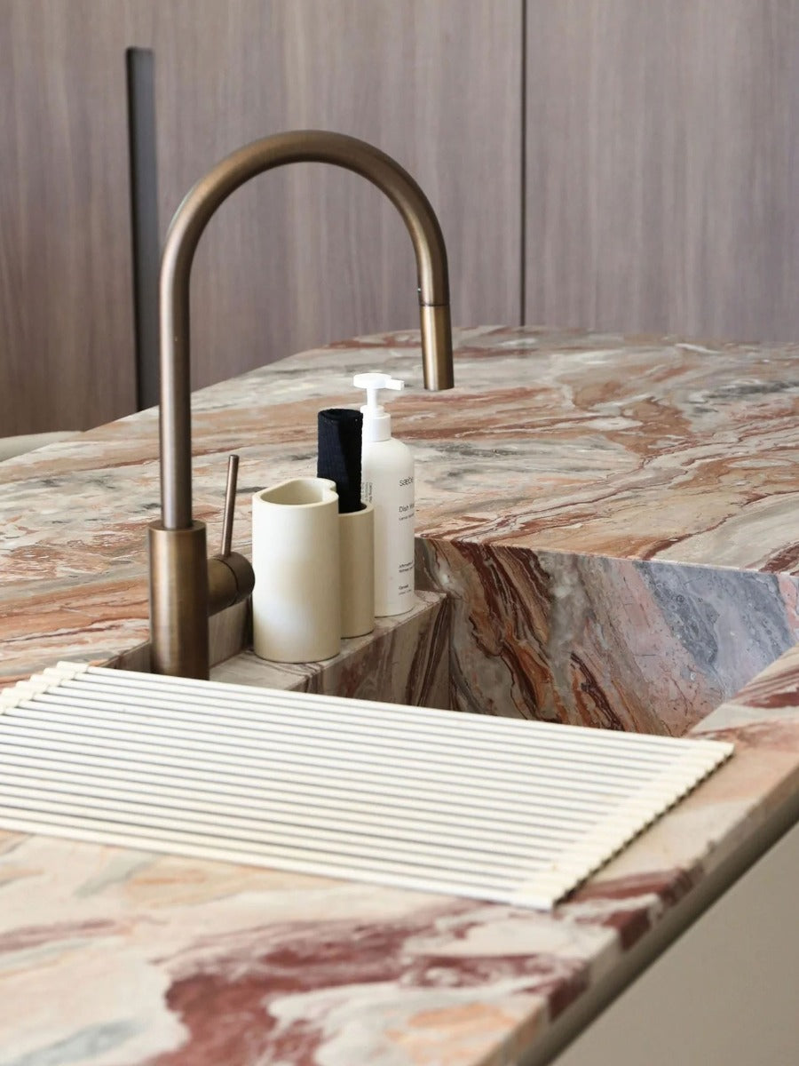 Silicone Fold Dish Drying Rack in Sand