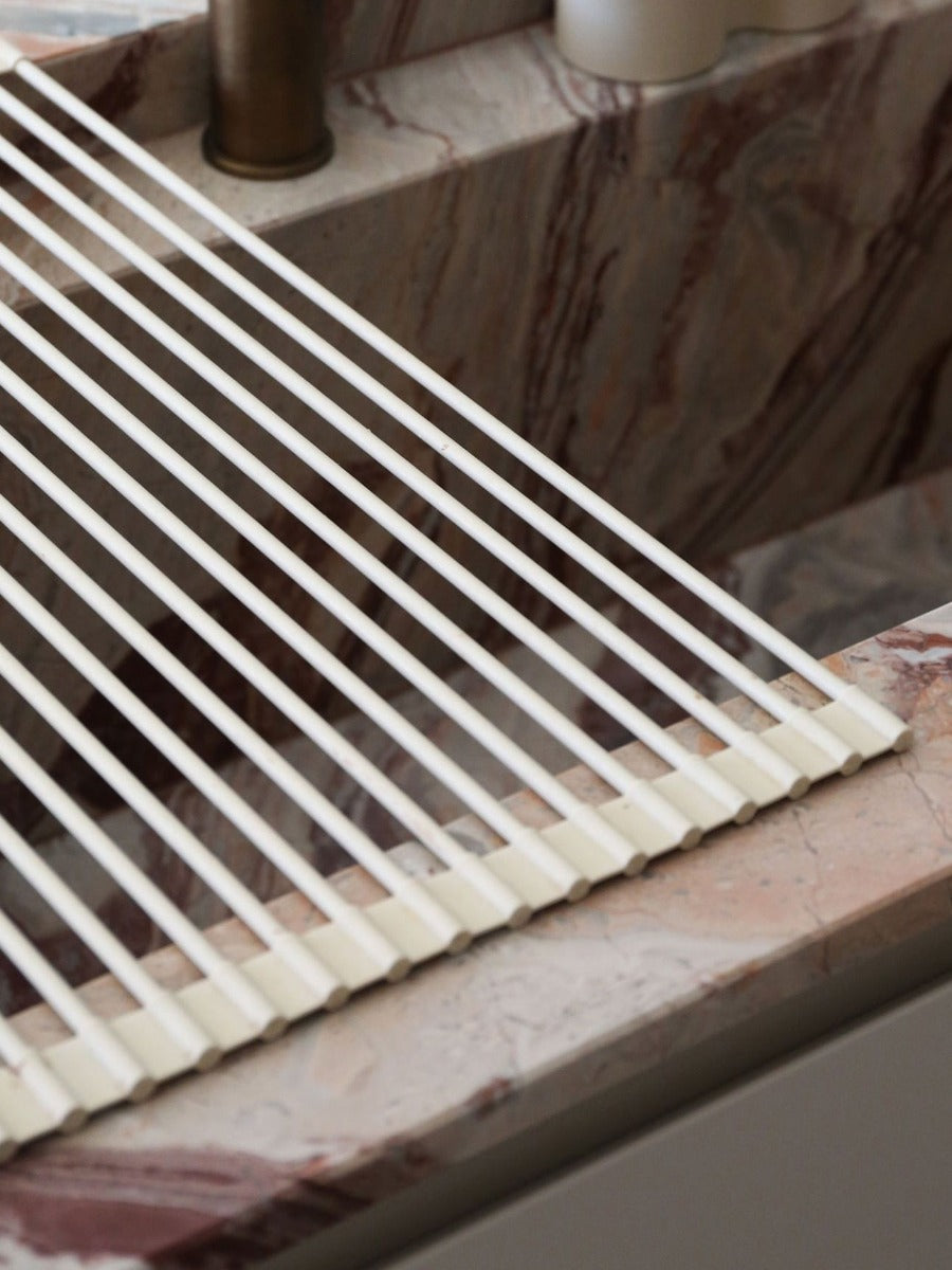 Silicone Fold Dish Drying Rack in Sand