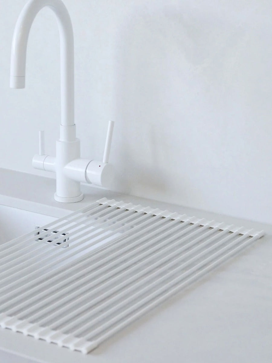 Silicone Fold Dish Drying Rack in White