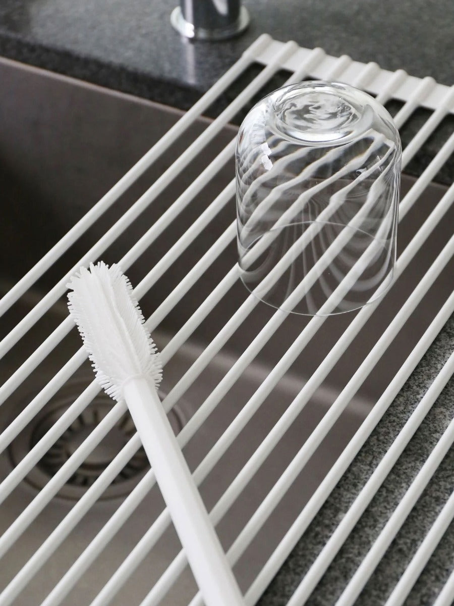 Silicone Fold Dish Drying Rack in White