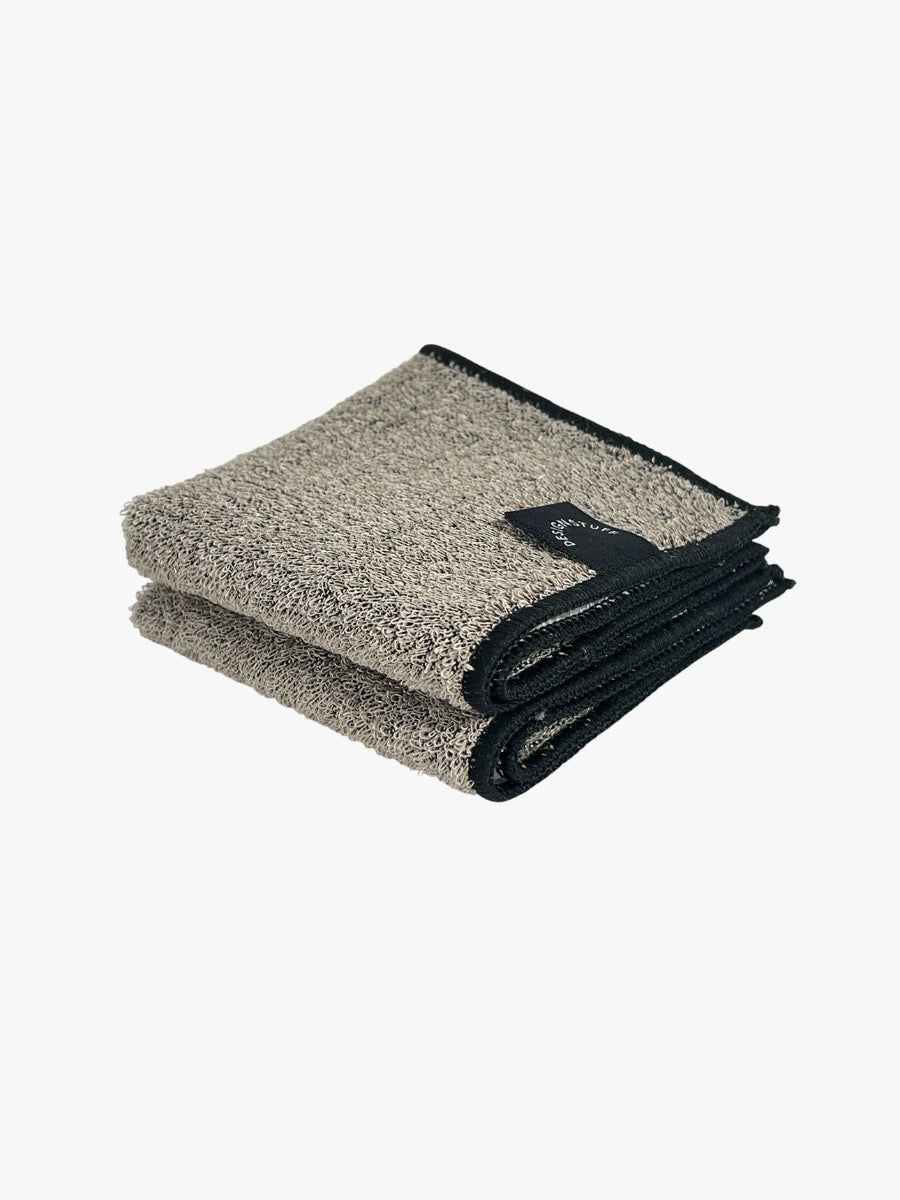 Hemp Marle Scourer & Bamboo Dishcloth in Black - Set of 2