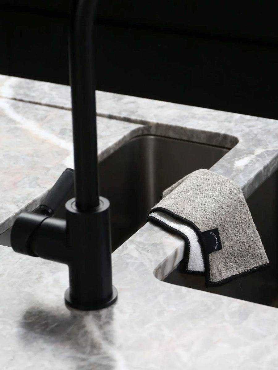 Hemp Marle Scourer & Bamboo Dishcloth in Black - Set of 2