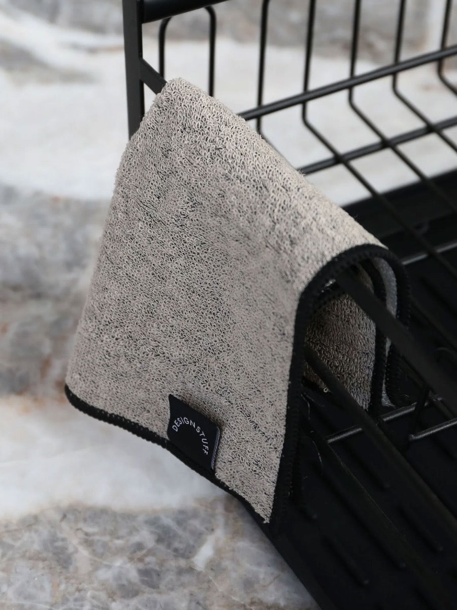 Hemp Marle Scourer & Bamboo Dishcloth in Black - Set of 2