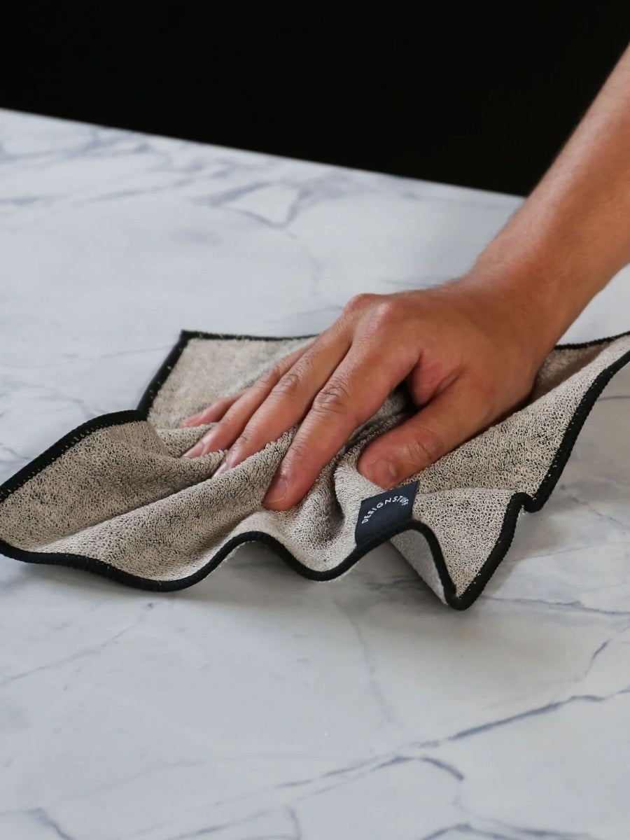 Hemp Marle Scourer & Bamboo Dishcloth in Black - Set of 2