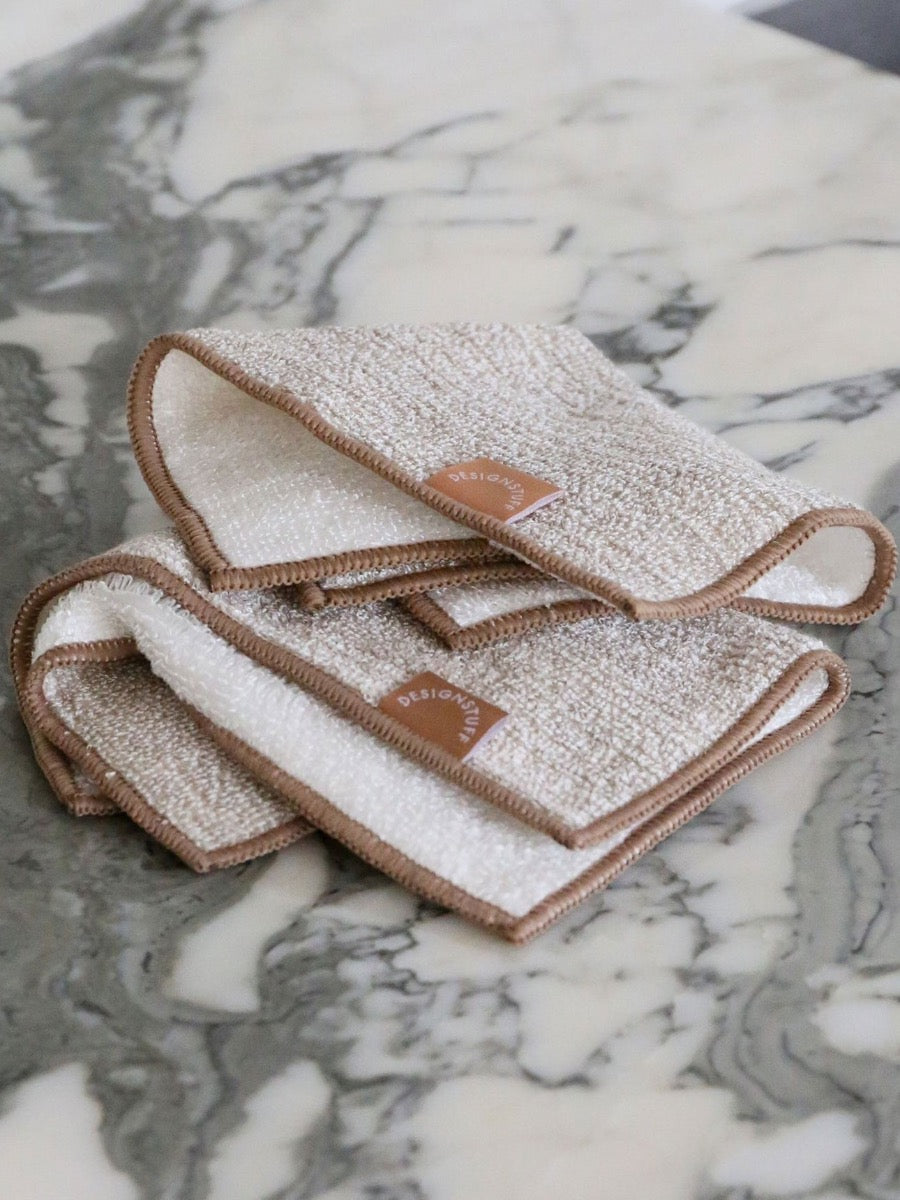 Hemp Marle Scourer & Bamboo Dishcloth in Camel - Set of 2