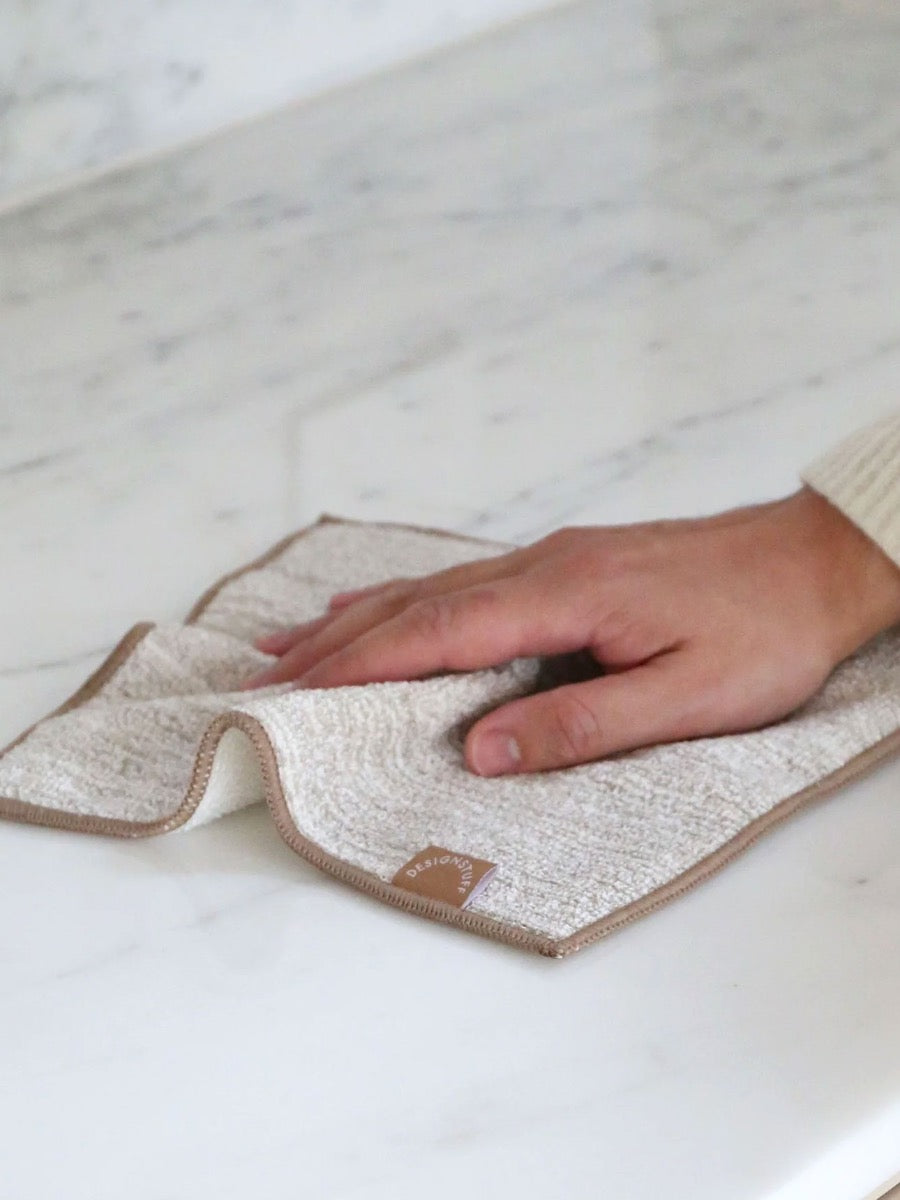 Hemp Marle Scourer & Bamboo Dishcloth in Camel - Set of 2