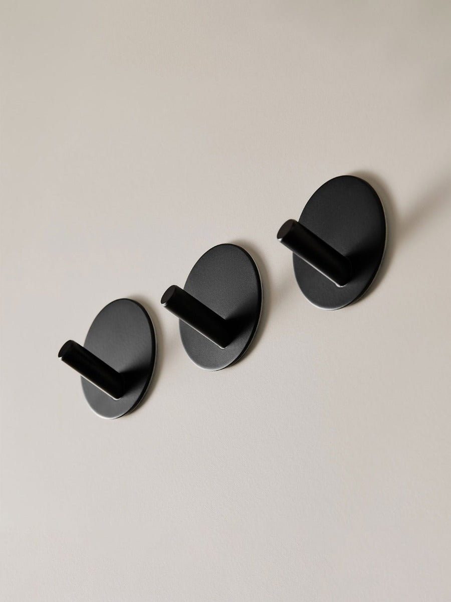 Hook Self-Adhesive in Black - Set of 3